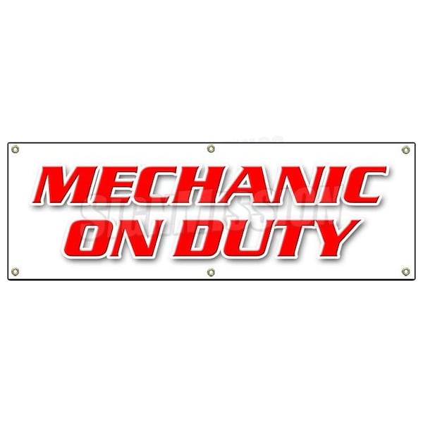 Signmission MECHANIC ON DUTY BANNER SIGN repair shop automotive tools maintenance B-72 Mechanic On Duty - main